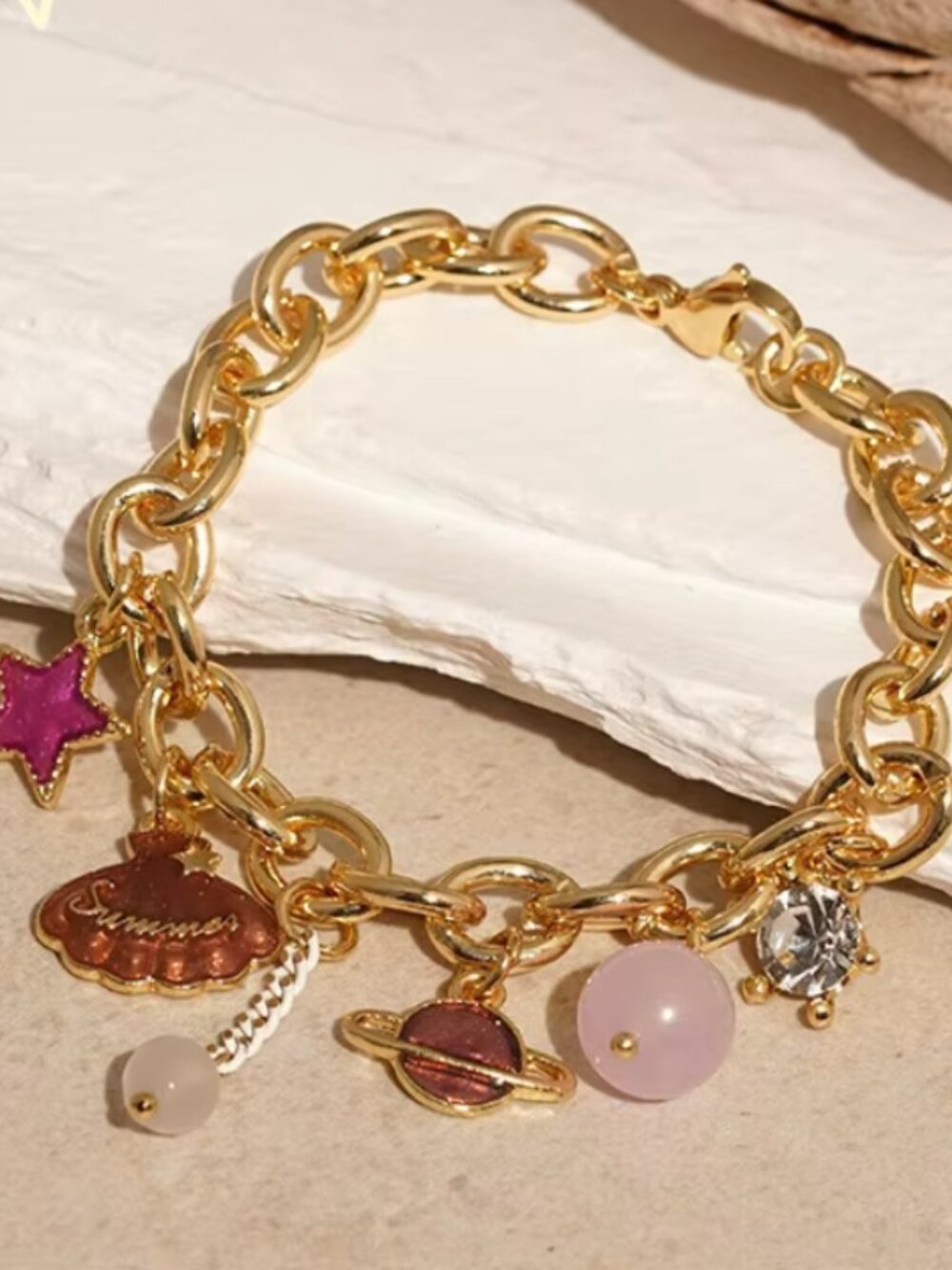 49 Gold-Tone Summer Celestial Charm Bracelet